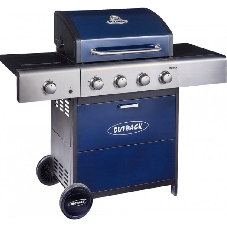 outback meteor 4 burner gas bbq blue